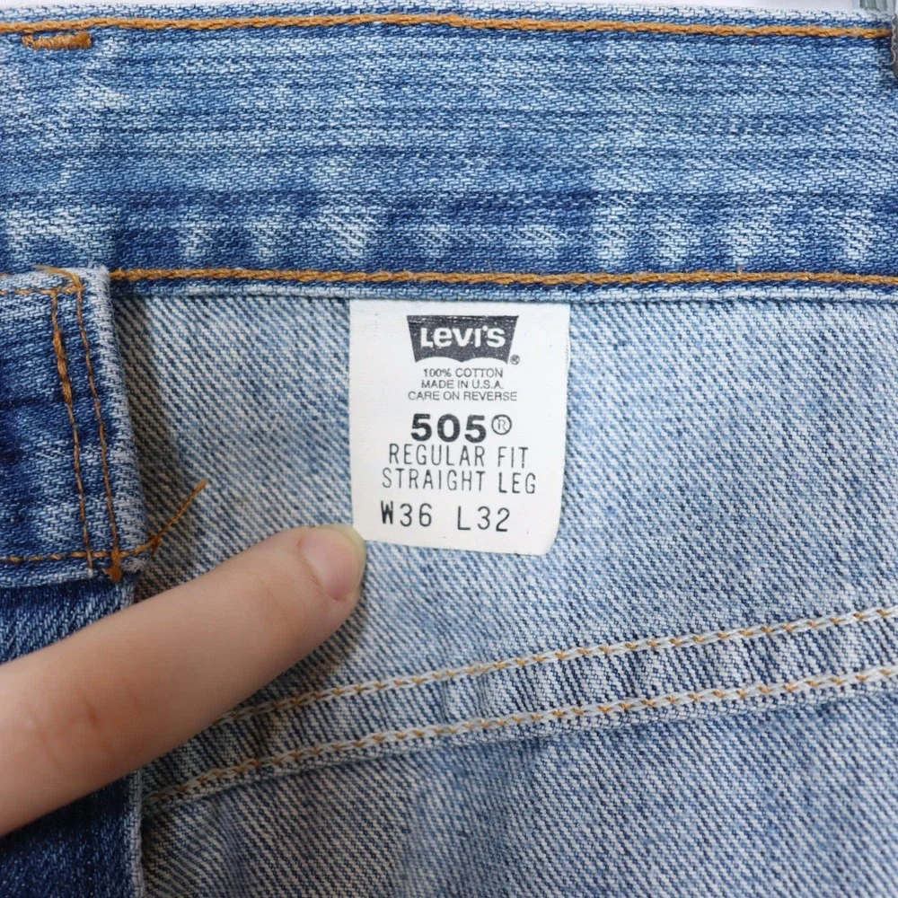 Levi's 505 Jeans Mens‎ 36x32 Blue Straight Leg Medium Wash USA